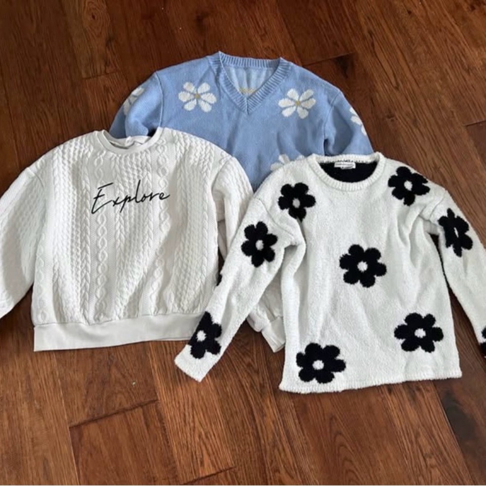 Teen Girls Size 12/14 Sweater Tops - set of 3 - Spring Flower Floral Pattern